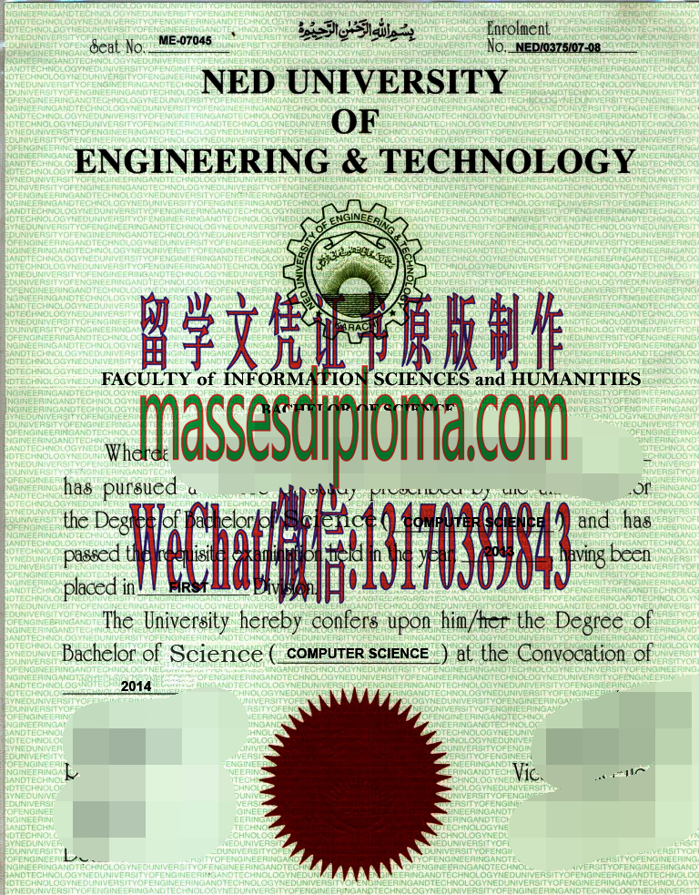 一比一原版巴基斯坦NED工程技术大学文凭