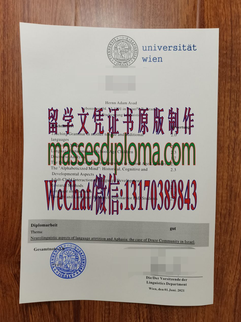 一比一原版奥地利维也纳大学文凭